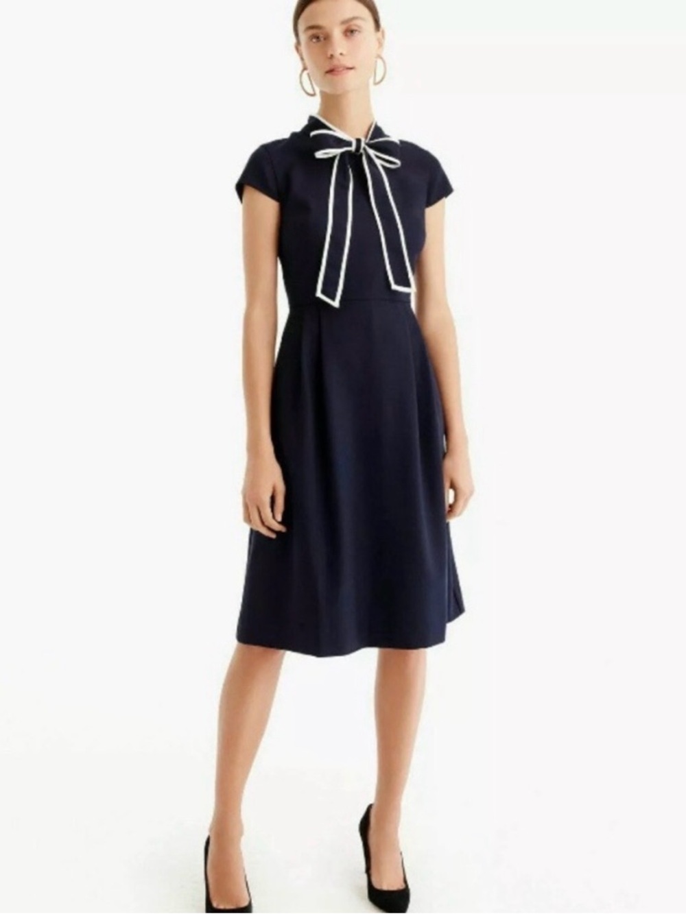 J. crew Blythe tie neck dress in navy
